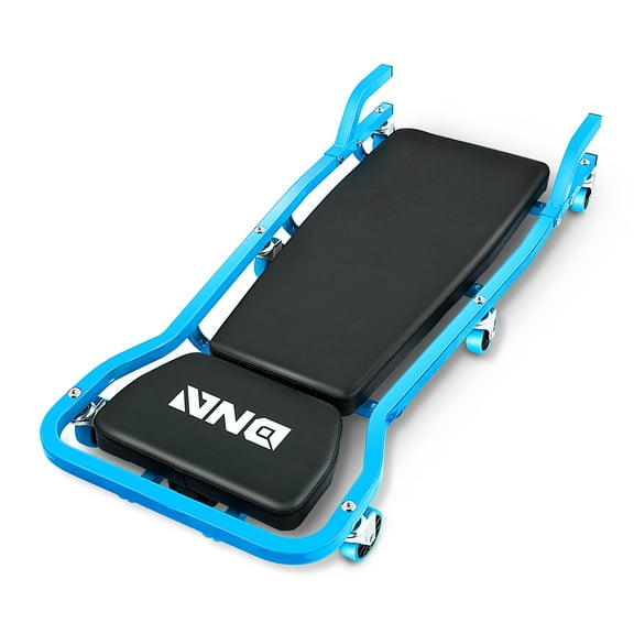 DNA Motoring TOOLS-00274 Rolling Car Creeper with 3-leves Adjustable Headrest 6 Casters Blue