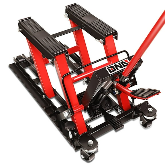 DNA Motoring TOOLS-00288 Red Steel 1500 LBs, 4.5"-15" Motorcycle Jack with Hydraulic, Heavy Duty