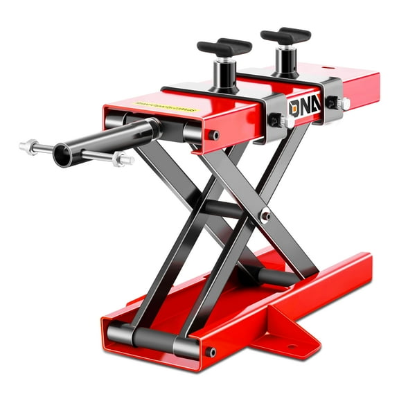 DNA Motoring TOOLS-00289 Universal 1100 LBs Heavy Duty Steel 3.7"-14.8" Adjustable Mini Motorcycle Scissor Lift Jack Red