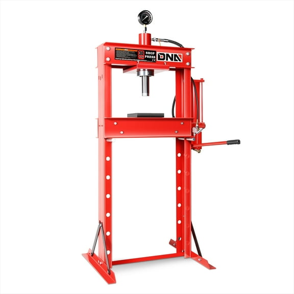 DNA Motoring TOOLS-00292 Universal 30 Ton (66139 LBs) Air Hydraulic H-Frame Garage Floor Shop Press With Plates Red