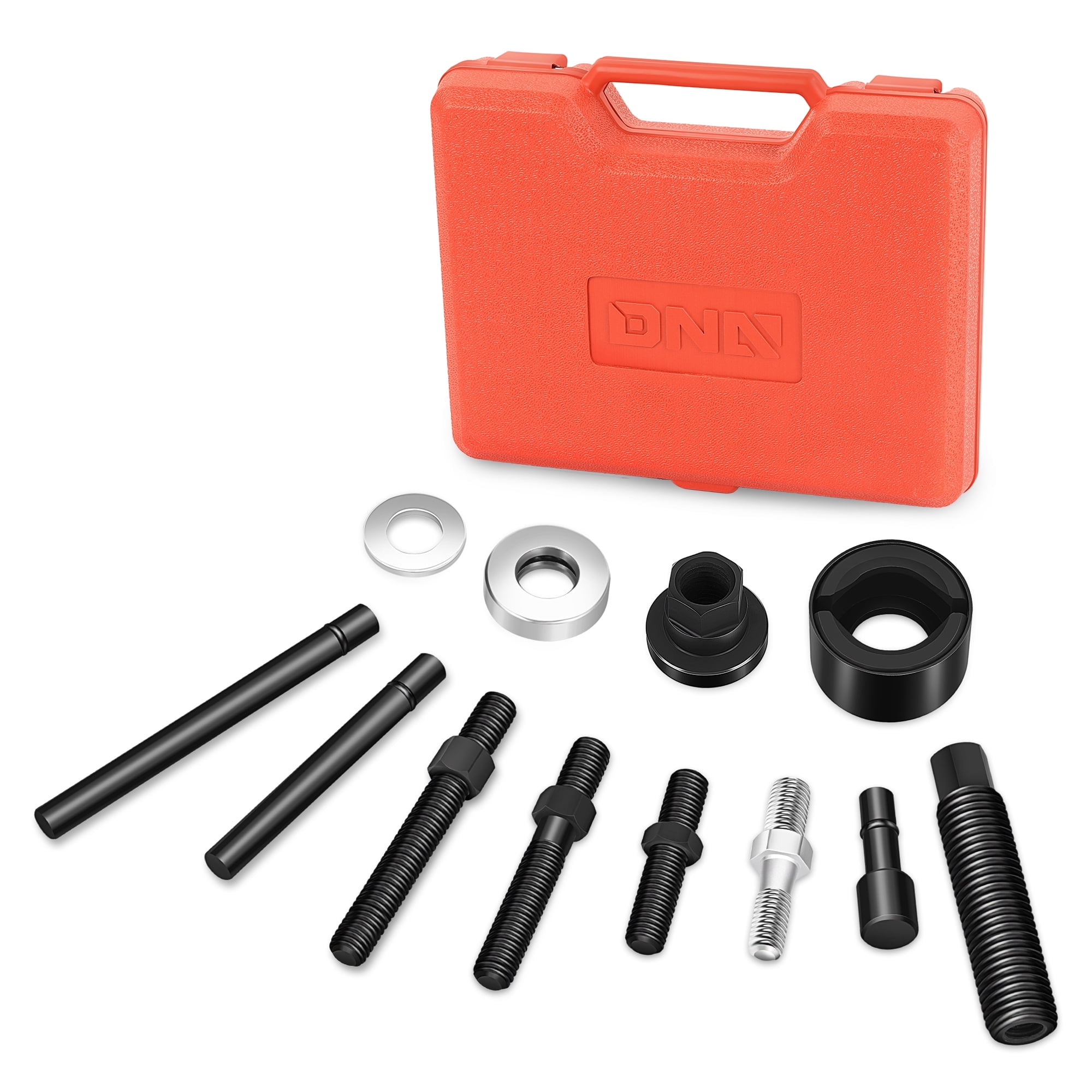 DNA Motoring 12Pcs Power Steering Pulley Puller Remover & Installer Tool Set With Portable Carrying Storage Case Red