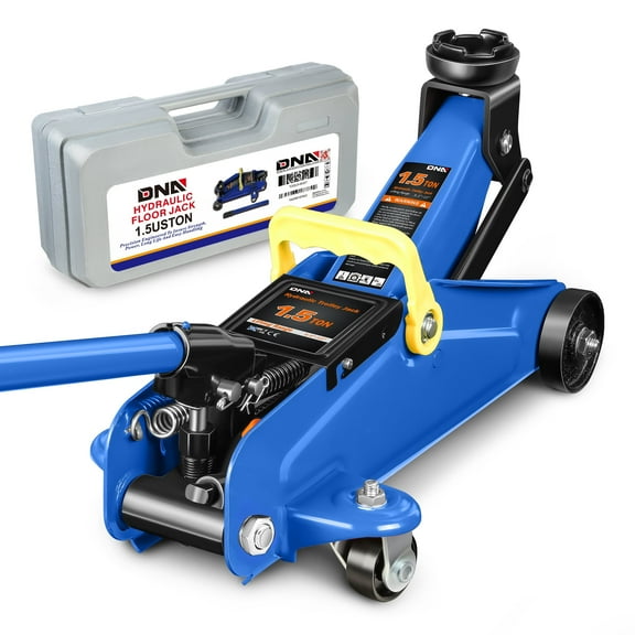 DNA Motoring TOOLS-00327 Universal 1.5 Ton (3000 lbs) 5.3"- 12" Lifting Heavy Duty Steel Garage Hydraulic Floor Jack Blue