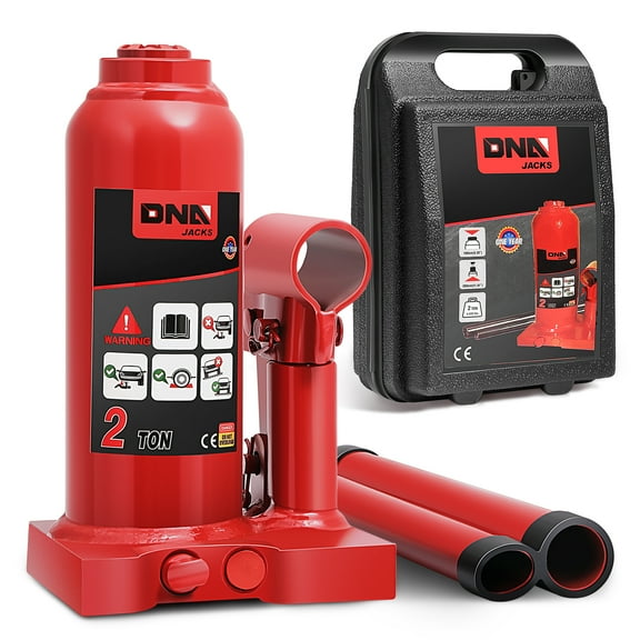 DNA Motoring TOOLS-00346 11.8" 2 Tons (4409.2 lbs) Car Pickup SUV Auto Repair Manual Automotive Hydraulic Welded Bottle Jack Red