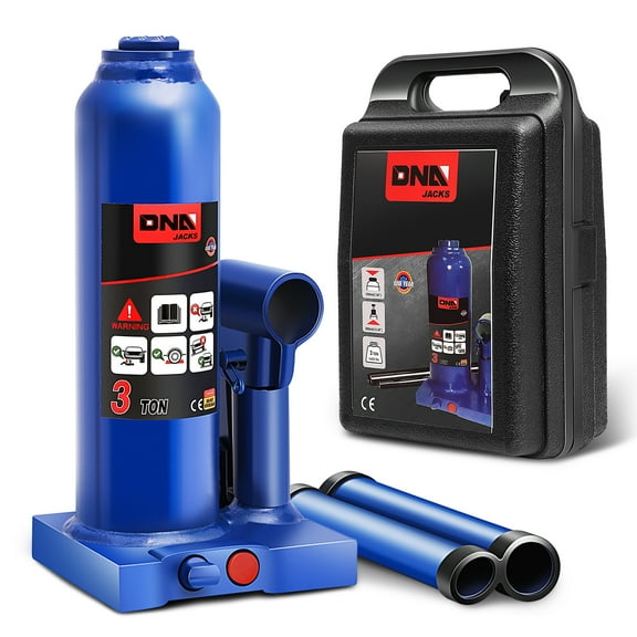 DNA Motoring TOOLS-00350 14.5" 3 Tons (6613.8 lbs) Pickup SUV Auto Repair Manual Automotive Hydraulic Welded Bottle Jack Blue
