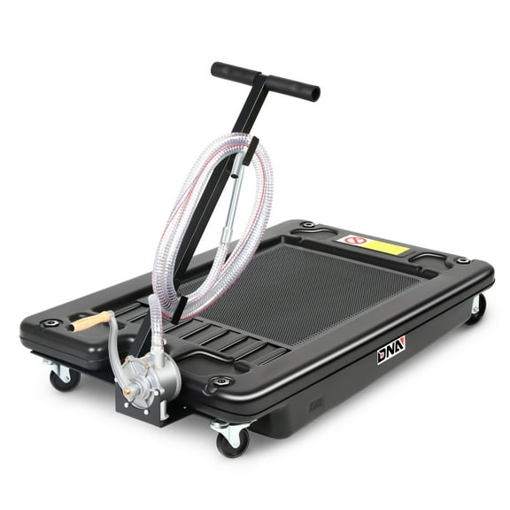 DNA Motoring TOOLS-00384 17 Gallon Portable Car Truck Low Profile Manual Pump Oil Drain Pan With Manual Pump & Wheels Black