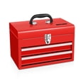 thumbnail image 1 of DNA Motoring TOOLS-00406 14" 2 Drawer Sturdy Durable Steel Workshop Garage Household Lockable Portable Tool Storage Box Red, 1 of 1