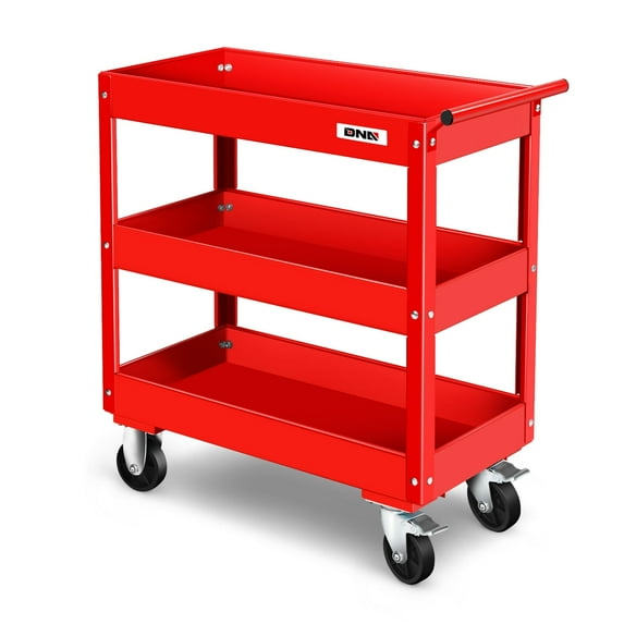 DNA Motoring 330lbs. 3-Layer Steel Warehouse Garage Office Rolling AV Media Cart w/ Casters
