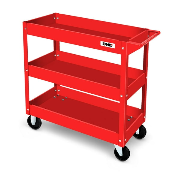 DNA Motoring 220lbs. 3-Layer Steel Warehouse Garage Office Rolling AV Media Cart w/ Casters