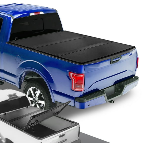 DNA Motoring TTC-HARD-001 For 2004 to 2014 Ford F150 Truck 5.5Ft Short Bed Hard Solid Tri -Fold Clamp -On Tonneau Cover 08 09 10 11 12 13 14