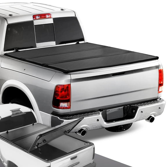 DNA Motoring Hard Solid Tri-Fold Tonneau Cover for 1994-2023 Dodge Ram Truck 8 Ft Long Bed