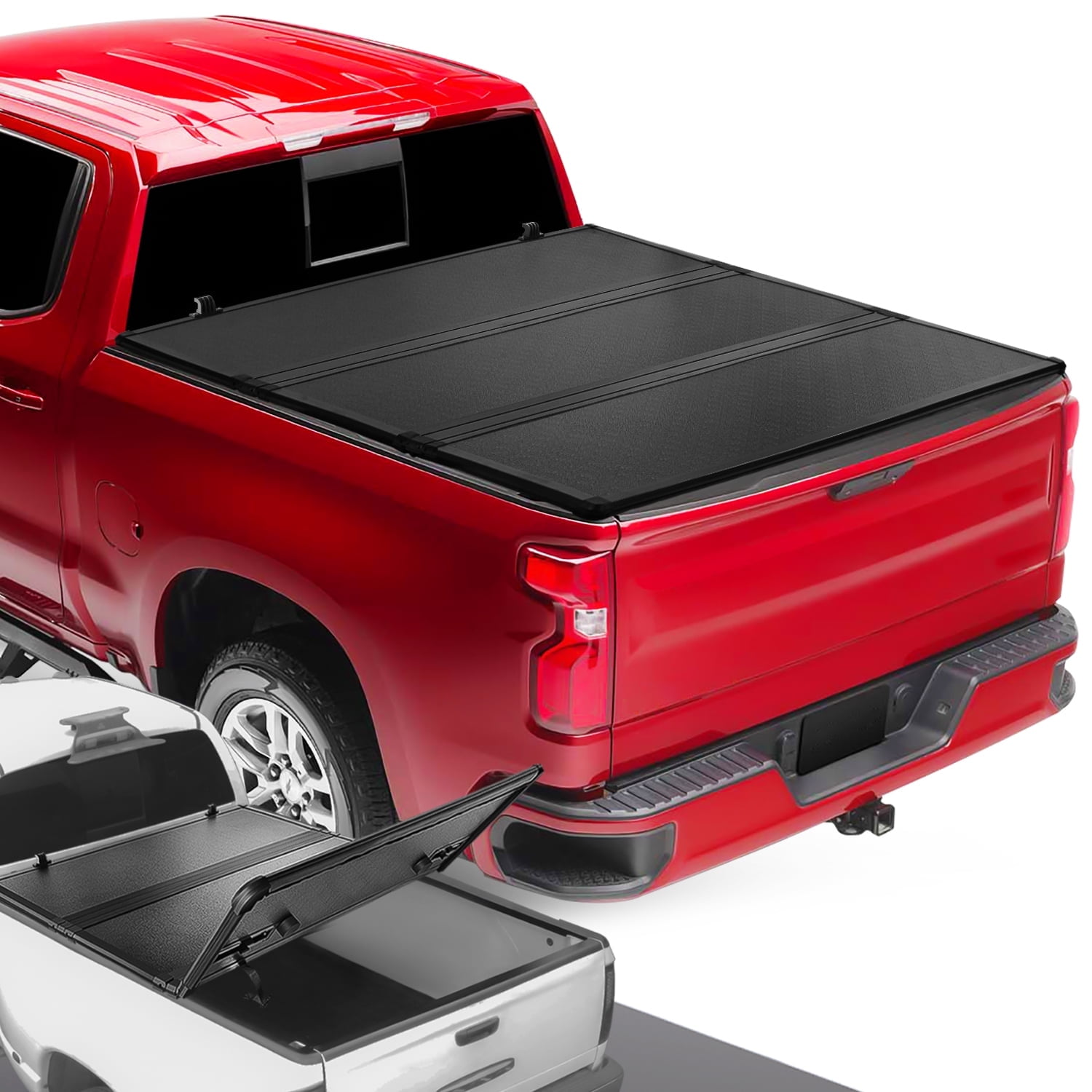 DNA Motoring Hard Solid Tri-Fold Tonneau Cover for 2007-2018 Silverado Sierra 5'8" Short Bed