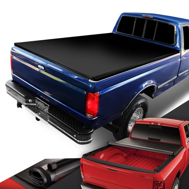 DNA Motoring Roll-Up Tonneau Cover For 1995-2004 Toyota Tacoma 6Ft Bed - Vinyl Soft Top Truck Bed Cover