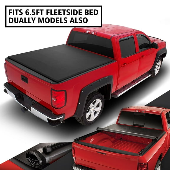 DNA Motoring Soft Roll-Up Tonneau Cover for 1999-2016 Ford Super Duty 6.5 Ft Fleetside Bed