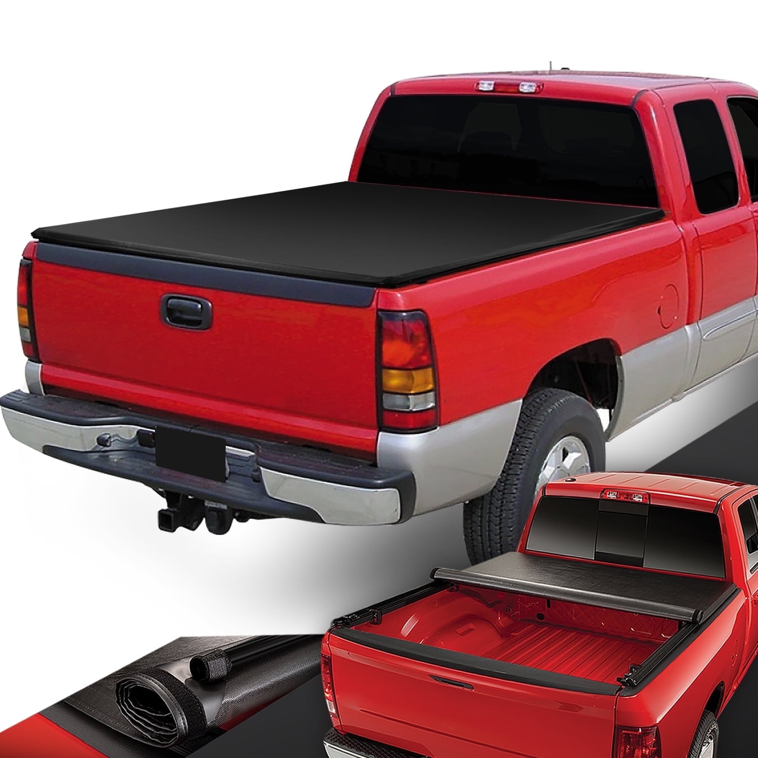 DNA Motoring Roll-up Tonneau Cover for Chevy Silverado GMC Sierra 6.5 ft Bed 1999-2007