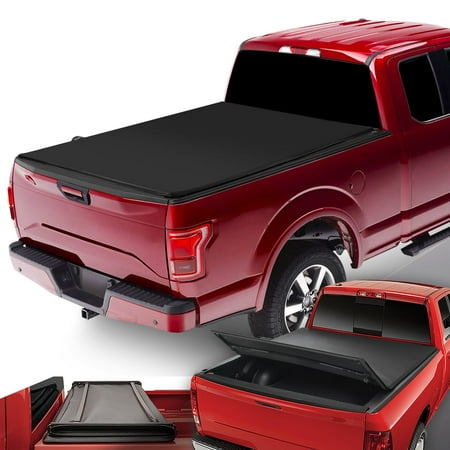 DNA Motoring Adjustable Tri-Fold Soft Trunk Bed Tonneau Cover for 2004-2014 Ford F150 5.5' Bed