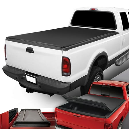 DNA Motoring Tri-Fold Soft Trunk Bed Tonneau Cover for 1999-2016 Super Duty 6.5' Bed