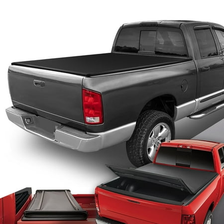 DNA Motoring Waterproof Tri-Fold Soft Trunk Bed Tonneau Cover for 2002-2023 Ram Truck 6.5' Bed