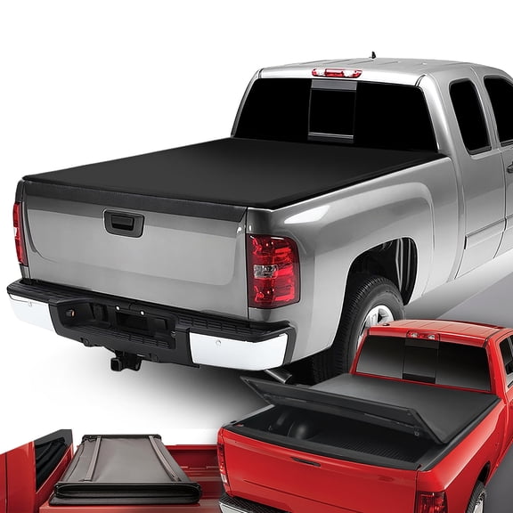 DNA Motoring Adjustable Tri-Fold Soft Tonneau Cover for 2007-2018 Silverado Sierra 5.75' Bed
