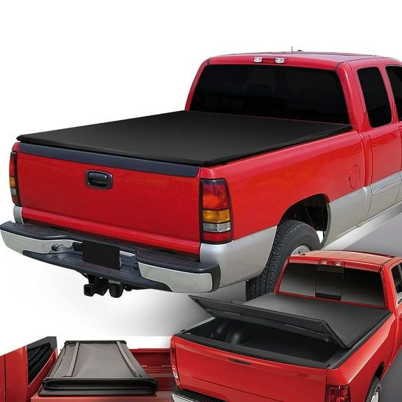 DNA Motoring Adjustable Tri-Fold Soft Tonneau Cover for 1999-2007 Silverado Sierra 6.5' Bed