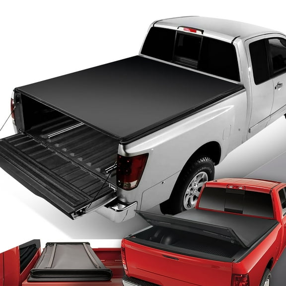 DNA Motoring Waterproof Tri-Fold Soft Top Tonneau Cover for 2004-2015 Nissan Titan 5'7" Bed