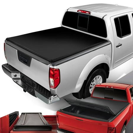 DNA Motoring Adjustable Tri-Fold Soft Top Tonneau Cover for 2005-2019 Nissan Frontier 6'1" Bed
