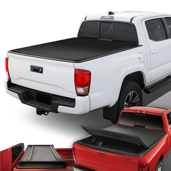 DNA Motoring Adjustable Tri-Fold Soft Top Tonneau Cover for 2016-2023 Toyota Tacoma 5' Bed