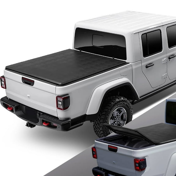 DNA Motoring For 20-24 Jeep Gladiator JT Pickup Truck Bed Soft Top Tri-Fold Tonneau Cover