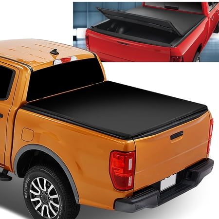 DNA Motoring Soft 3 Folding Tri-Fold Tonneau Cover for 2019-2023 Ford Ranger 6' Ft Short Bed