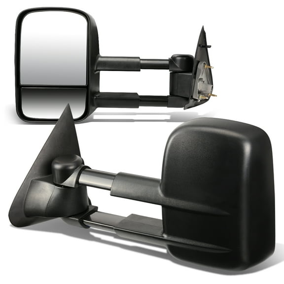DNA Motoring TWM-002-T111-BK For 1997 to 2004 Ford F150 Ford F150 Pair of Powered Extended Arm Manual Folding Towing Side Mirrors (Black) 98 99 00 01 02