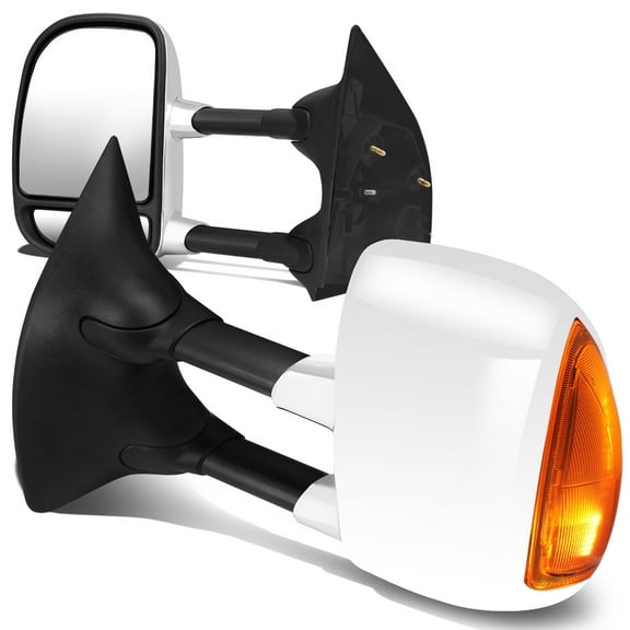 DNA Motoring TWM-004-T666-CH-AM For 1999 to 2007 Super Duty Pair of Chrome Telescoping Extendable + Amber Signal Side Towing Mirrors