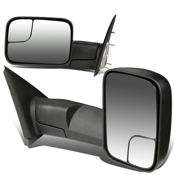 DNA Motoring TWM-012-T222-BK For 2002 to 2009 Ram 1500 / 2500 / 3500 Pair of Black Textured Telescoping Manual Foldable Side View Towing Mirror 05 06 07