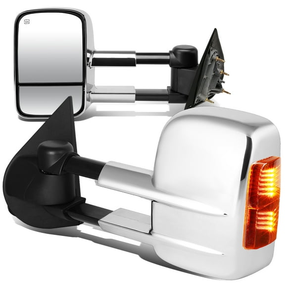 DNA Motoring TWM-020-T999-CH-AM For 2014-2020 Silverado 1500 / 2500 / 3500 Pair of Powered + Turn Signal Glass + Extenable Chrome Side Towing Mirrors 15 16