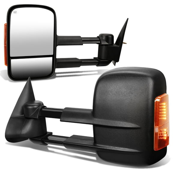 DNA Motoring For 99-02 Silverado Sierra 00-02 Tahoe Yukon Towing Mirror Pair w/Powered+Heated+LED Signal Light