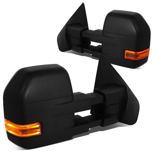 DNA Motoring TWM-053-T666-BK-AM For 2004 to 2014 Ford F150 Pair Amber LED Turn Signal Manual Rear View Towing Mirror 05 06 07 08 09 10 11 12 13 Left+Right