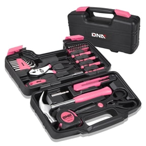 DNA Motoring Pink 39-Piece Portable Tool Kit with Screwdriver, Pliers, Hammer, Hex Set for Household Repairs