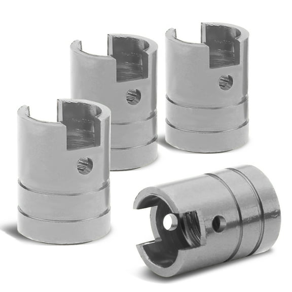 DNA Motoring VCAP-ZTL-9010-SL 15mm Piston Style Anodized Aluminum Silver Tire Valve Stem Caps (Pack of 4)