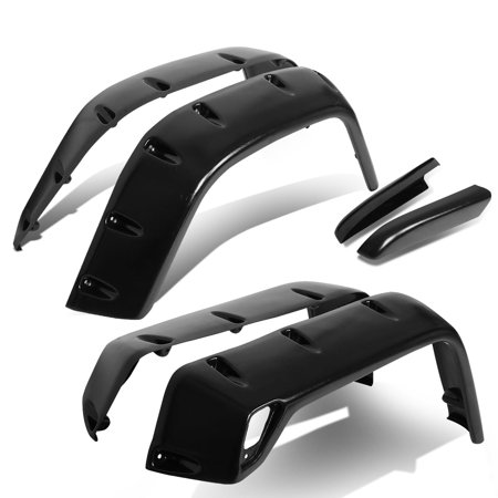 DNA Motoring For 97-06 Jeep Wrangler TJ 7" Textured Black Pocket-Riveted Wheel Fender Flares