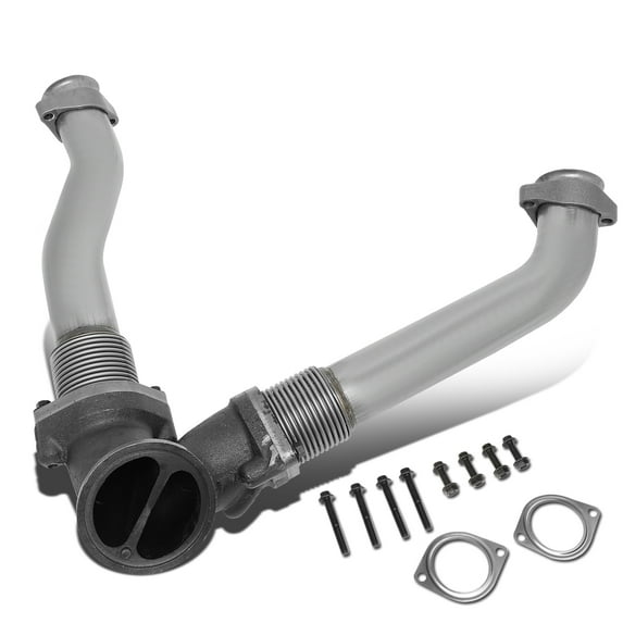 DNA Motoring YIW-001 For 1999 to 2003 Ford F250 F350 F450 F550 E350 Super Duty Excursion 7.3L Stainless Steel Bellowed Turbocharger Exhaust Up Pipe Y Pipe Kit 00 01 02