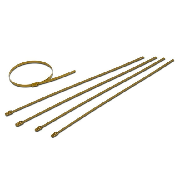 DNA Motoring ZT-12-5-GD 5pcs 12" 300mm Long Stainless Steel Wrap/Cable Zip Tie (Gold)