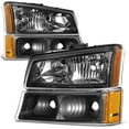 thumbnail image 1 of DNA Motoring for 03-06 Chevy Silverado Avalanche Headlight Bumper Signal Lamps Black/Amber, 1 of 9