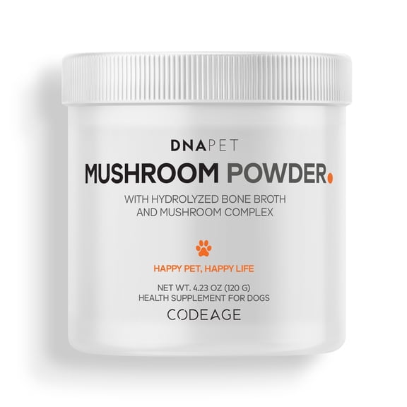 DNA PET Mushroom Powder for Dogs, Cordyceps, Lions Mane, Reishi, Turkey Tail, Bone Broth, 4.23 oz