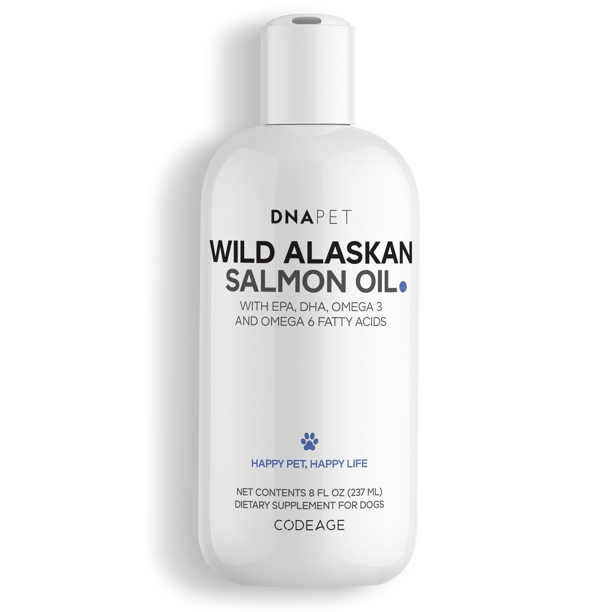 DNA Pet Wild Alaskan Salmon Oil for Dogs - EPA, DHA, Omega 3 & 6 Fatty Acids for Pets - Liquid Fish Oil Supplement for Dogs - All Breeds - 8 fl oz