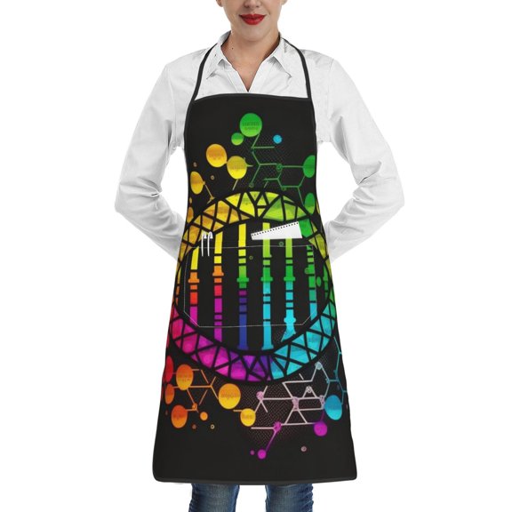 DNA Rainbow LGBT Pride Science Apron with Pocket Cooking Waterproof Bib Aprons for Kitchen Baking Chef Gardening BBQ