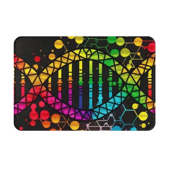 DNA Rainbow LGBT Pride Science Doormat Non Slip Front Door Bathroom Bath Mats Entryway Rug 23.6x15.7 Inch Indoor Door Carpet