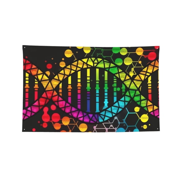 DNA Rainbow LGBT Pride Science Four Hole Decorated Banner Flag for Garden Yard Home Decoration Indoor Outdoor 3x5 Ft