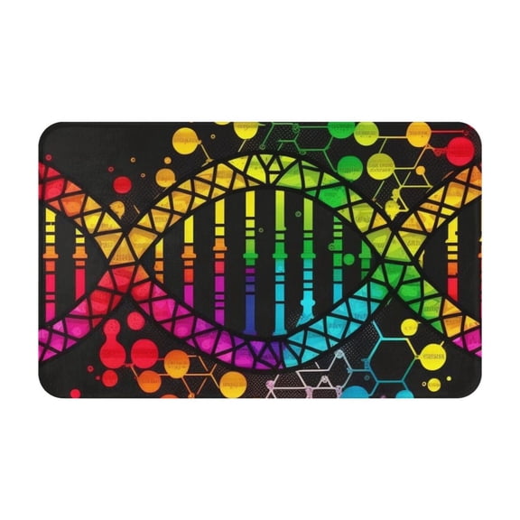 DNA Rainbow LGBT Pride Science Front Door Mat Doormat Non Slip Bath Mats 20x31.5 Inch Bathroom Rug Entryway Carpet
