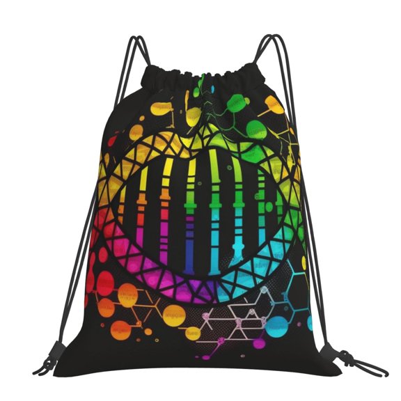 DNA Rainbow LGBT Pride Science Large Drawstring Backpack Casual Cinch Sack Bag Backpack for Sports Hiking Travel Gym