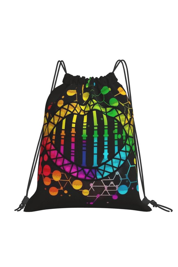 DNA Rainbow LGBT Pride Science Large Drawstring Backpack Casual Cinch Sack Bag Backpack for Sports Hiking Travel Gym