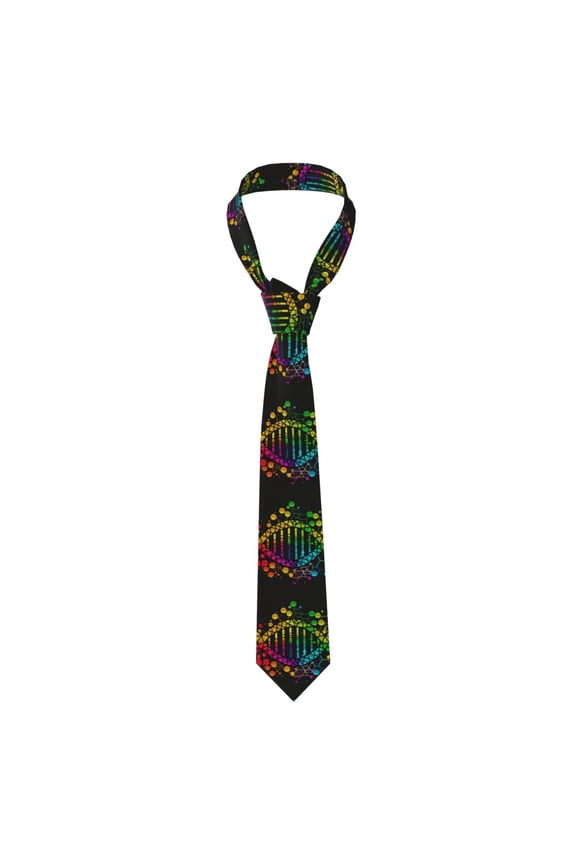 DNA Rainbow LGBT Pride Science Men's Formal Necktie Business Suit Accessory Ties for Weddings Banquets Office Gift