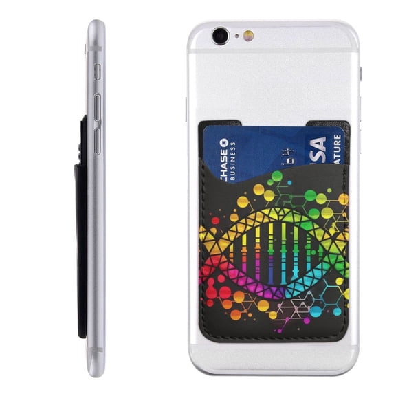 DNA Rainbow LGBT Pride Science Phone Card Holder Stick On ID Credit Card Wallet Cell Phone Case Pouch Sleeve Pocket for iPhone Android Smartphones
